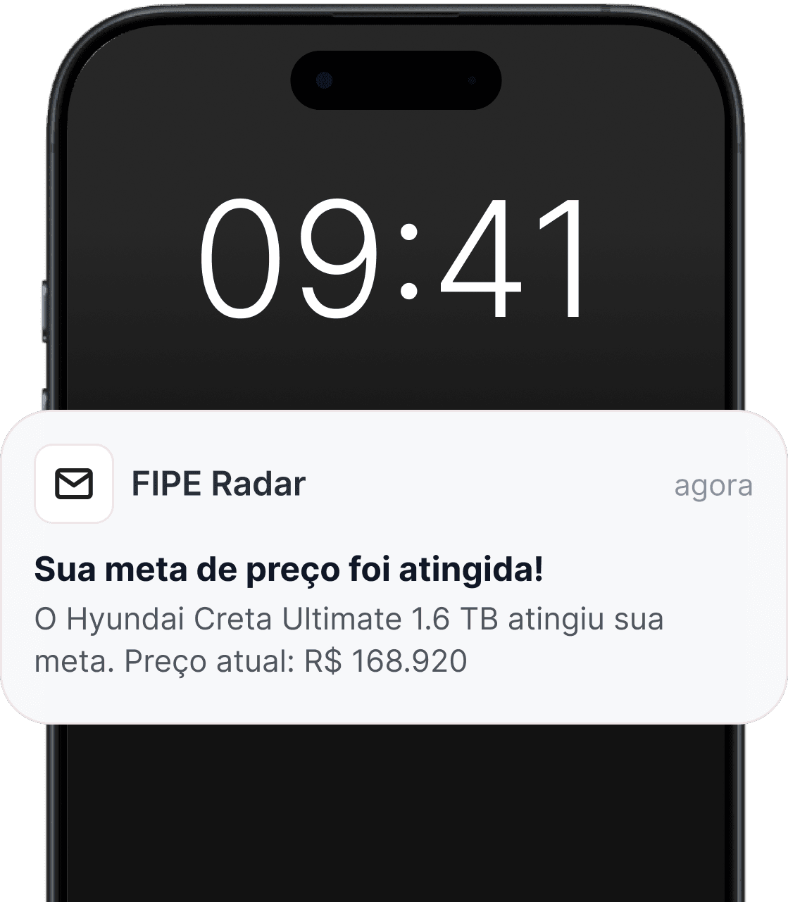 Alerta enviado ao atingir o preço desejado